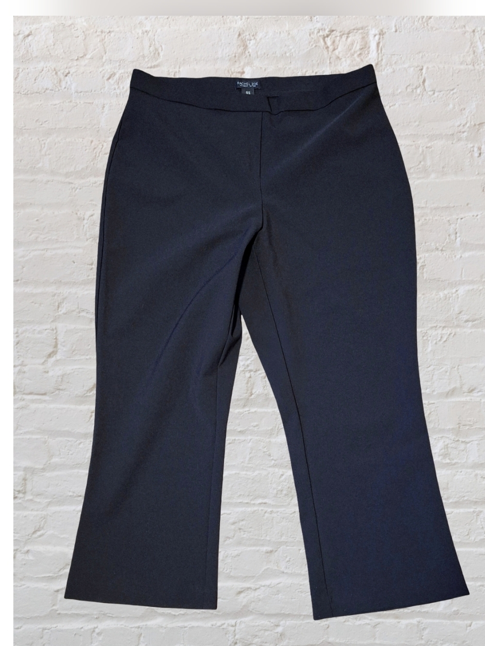 'Rachel Zoe' black nylon ankle pants, pull-on, flared leg, Sz. 1X